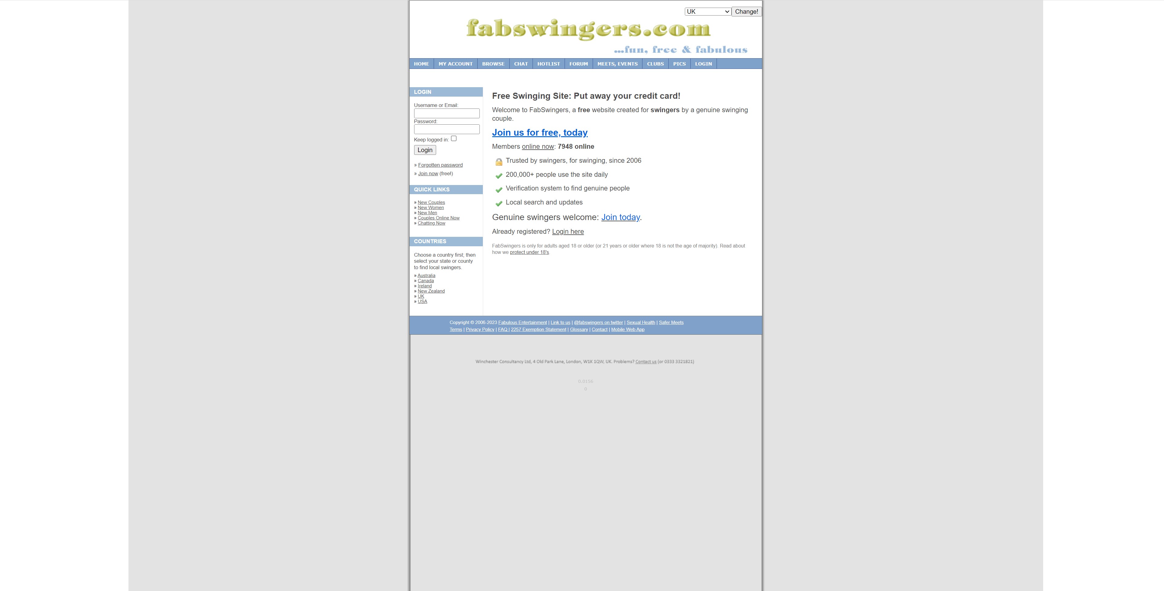 FabSwingers.com Homepage